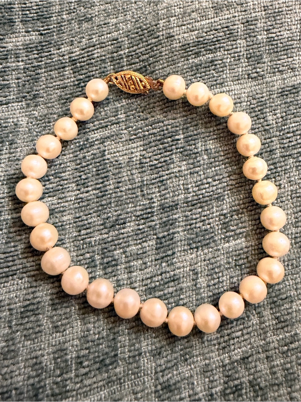 Authentic MIKIMOTO Vintage 14K Gold Clasp Akoya Pearl Strand Bracelet 7.5" 9.38g